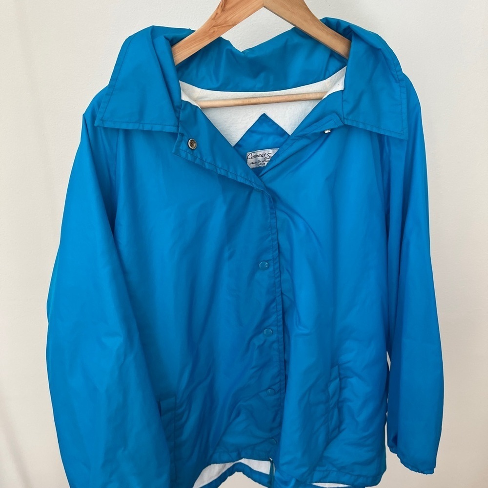 Vintage Blue Nylon Jacket with Front Buttons